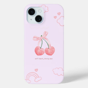 コケットさくらんぼかわいいピンクボウ iPhone 15ケース