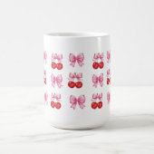 コケットさくらんぼとピンク弓 コーヒーマグカップ (中央)