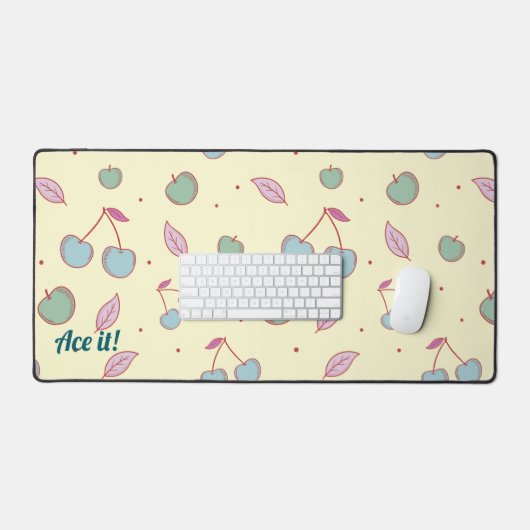 コケットさくらんぼとAppleのカスタマイズスローガンまたは名前 デスクマット (キーボード&マウス)