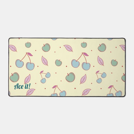 コケットさくらんぼとAppleのカスタマイズスローガンまたは名前 デスクマット (正面)