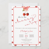 コケットさくらんぼオントップかわいいベビーガールシャワー 招待状 (正面)