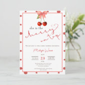 コケットさくらんぼオントップかわいいベビーガールシャワー 招待状 (スタンド正面)