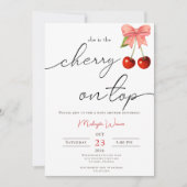コケットさくらんぼオントップさくらんぼベビーガールシャワー 招待状 (正面)
