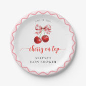 コケットさくらんぼオントップウェーブベイビーシャワーさくらんぼ ペーパープレート (正面)