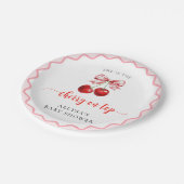 コケットさくらんぼオントップウェーブベイビーシャワーさくらんぼ ペーパープレート (アングル)