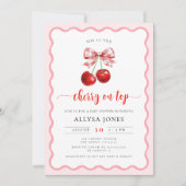 コケットさくらんぼオントップウェーブベイビーシャワーさくらんぼ 招待状 (正面)