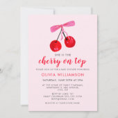 コケットさくらんぼオントップガールズベビーシャワー 招待状 (正面)
