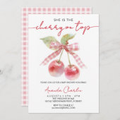 コケットさくらんぼオントップガールベビーシャワー 招待状 (正面/裏面)