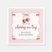 コケットさくらんぼオントップベイビーシャワーペーパーナプキン スタンダードカクテルナプキン (正面)