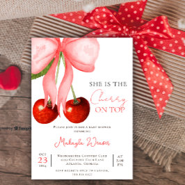 コケットさくらんぼオントップベビーガールシャワー招待状 招待状