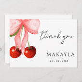 コケットさくらんぼオントップベビーガールシャワー サンキューカード (正面/裏面)