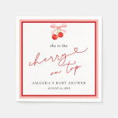 コケットさくらんぼオントップベビーガールシャワー スタンダードカクテルナプキン (正面)