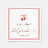 コケットさくらんぼオントップベビーガールシャワー スタンダードカクテルナプキン (正面)