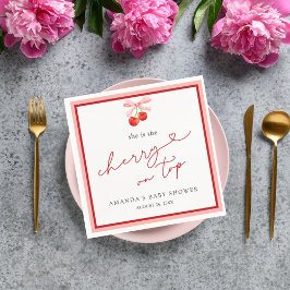 コケットさくらんぼオントップベビーガールシャワー スタンダードカクテルナプキン