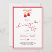 コケットさくらんぼオントップベビーガールシャワー 招待状 (正面)