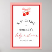 コケットさくらんぼオントップベビーシャワー歓迎サイン ポスター (正面)