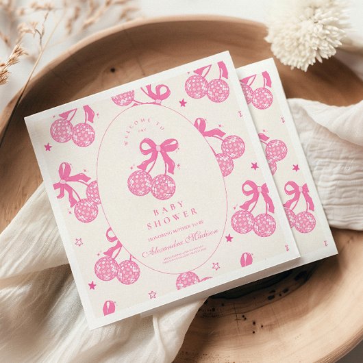 コケットさくらんぼオントップベビーシャワー スタンダードカクテルナプキン