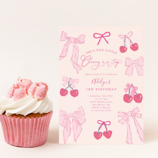 コケットさくらんぼオントップボウバースデーパーティー 招待状
