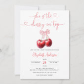 コケットさくらんぼオントップボウベビーシャワー 招待状 (正面)