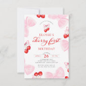 コケットさくらんぼファースト誕生日 招待状 (正面)