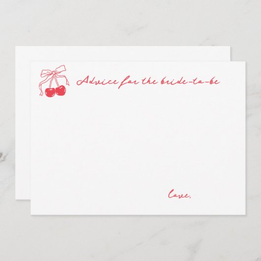 コケットさくらんぼブライダルシャワー アドバイスカード (正面/裏面)