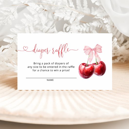 コケットさくらんぼベビーシャワーおむつラッフル エンクロージャーカード