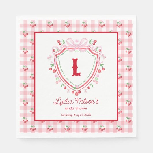 コケットさくらんぼモノカムブライダルシャワー スタンダードランチョンナプキン (正面)