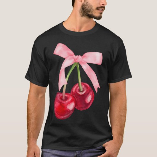 コケットさくらんぼ及びボウかわいいさくらんぼ美学Tr Tシャツ (正面)