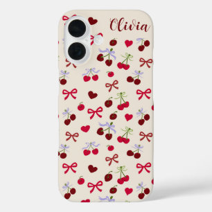 コケットさくらんぼ弓とハート iPhone 16ケース
