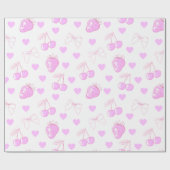 コケットさくらんぼ&ストロベリーパターン ラッピングペーパー (フラット)