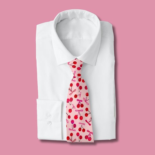 コケットさくらんぼ&ピンクボウパターン ネクタイ