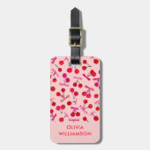 コケットさくらんぼ&ピンクボウパターン ラゲッジタグ (正面縦)