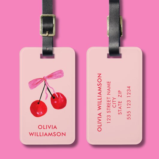 コケットさくらんぼ&ピンクボウ ラゲッジタグ