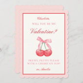 コケットさくらんぼ&ボウバレンティンズまたはガレンティンズ・デイ シーズンカード (正面/裏面)