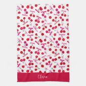 コケットさくらんぼ&ボーパターン キッチンタオル (縦)