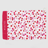 コケットさくらんぼ&ボーパターン ゴルフタオル (横)