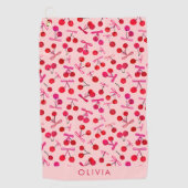 コケットさくらんぼ&ボーパターン ゴルフタオル (正面)