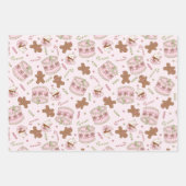 コケットのクリスマスジンジャーブレッドとキャンディカン ラッピングペーパーシート (正面)