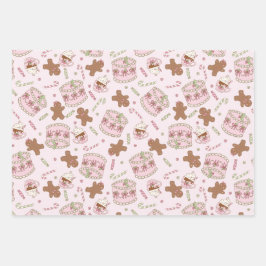 コケットのクリスマスジンジャーブレッドとキャンディカン ラッピングペーパーシート