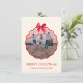 コケットのクリスマスレッドボウの波状写真 シーズンカード (スタンド正面)