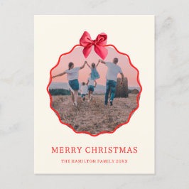 コケットのクリスマスレッドボウの波状写真 シーズンポストカード