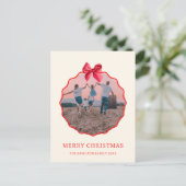 コケットのクリスマスレッドボウの波状写真 シーズンポストカード (スタンド正面)