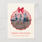 コケットのクリスマスレッドボウの波状写真 シーズンポストカード (正面)