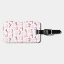 コケットのピンクと赤の弓パターンラゲッジタグ