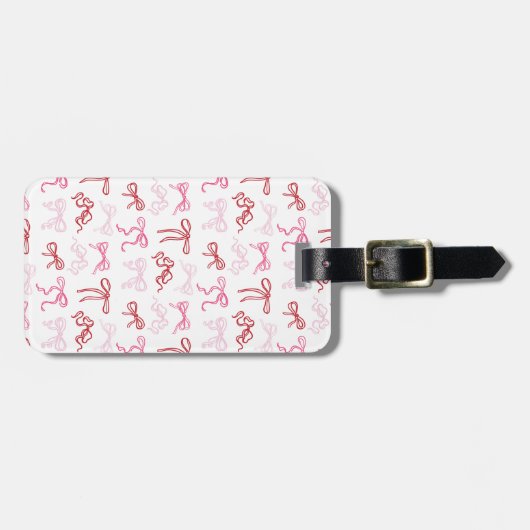 コケットのピンクと赤の弓パターンラゲッジタグ ラゲッジタグ (正面横)