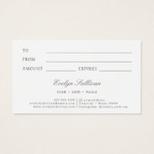 コケットのピンクの弓ギフトカード (裏面)