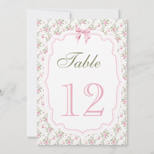 コケットのピンクボウエレガントヴィンテージテーブル番号 (裏面)
