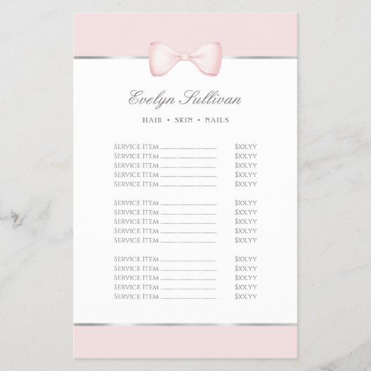 コケットのピンクボウ価格リストのフライヤー チラシ (正面)