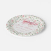 コケットのピンクリボンフローラベビーガールシャワー ペーパープレート (アングル)