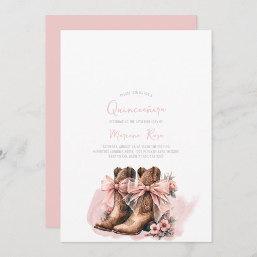 コケットウエスタンブーツキンセアニェラ誕生日 招待状 (正面/裏面)